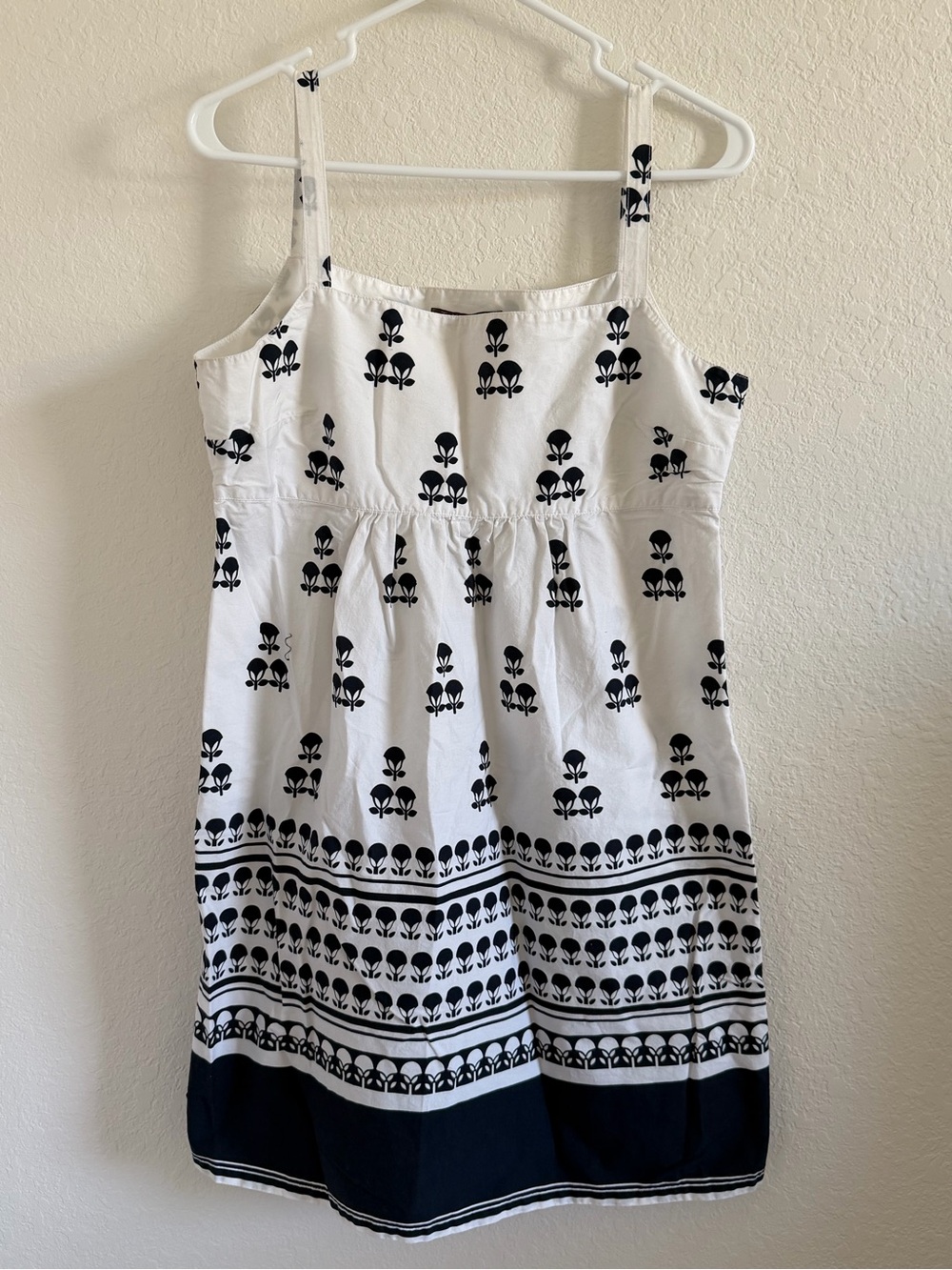 Navy & White Floral Border Sundress